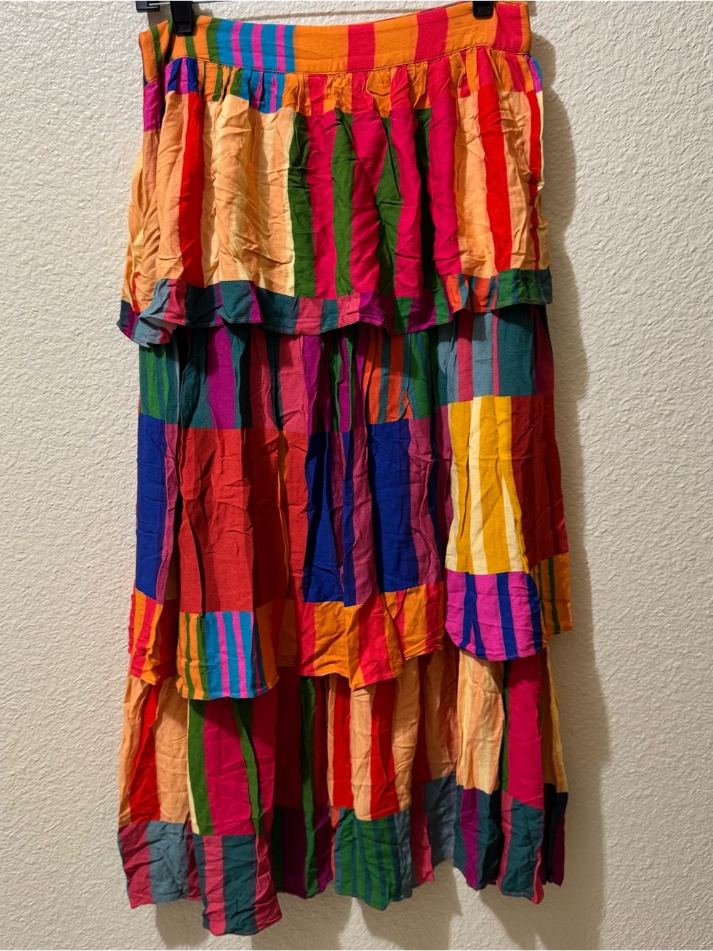 FARM Rio Bright Multicolor Tiered Maxi Skirt M - Picture 4 of 10